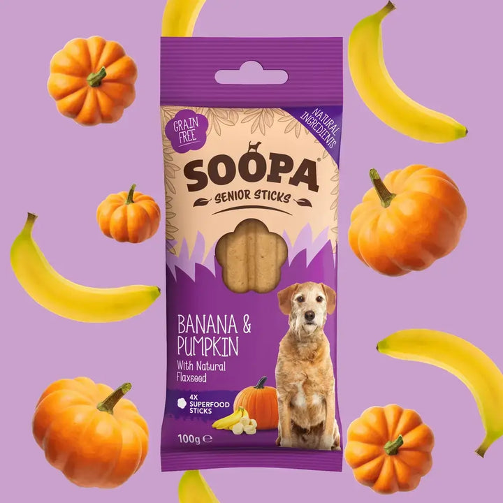 Soopa Sticks- Banana, Pumpkin & Flaxseed Senior Dog Dental Sticks