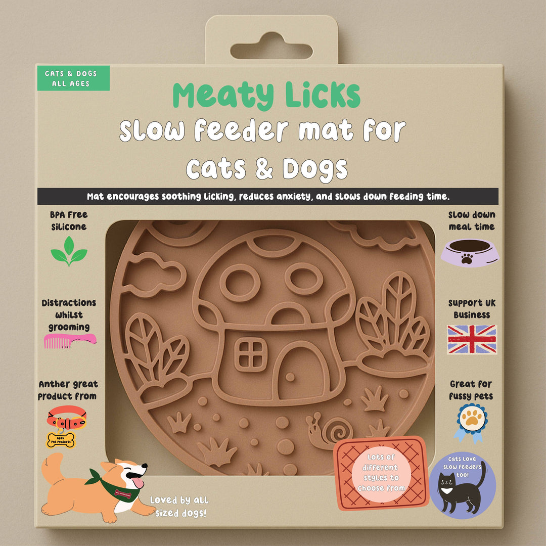 Meaty Licks Mushroom Cottage Slow Feeder – Mocha Brown
