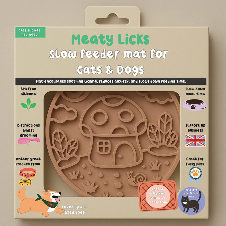 Meaty Licks Mushroom Cottage Slow Feeder – Mocha Brown