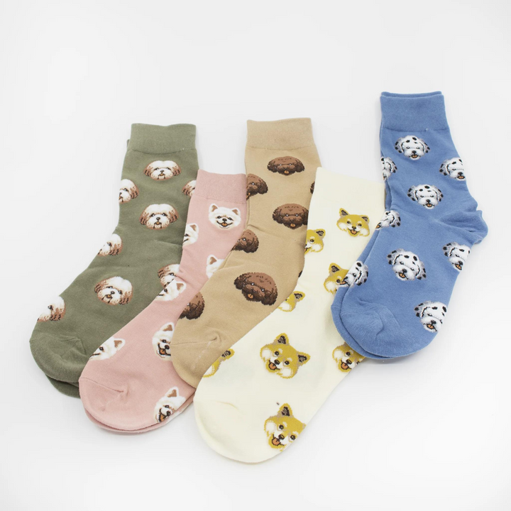 Pink Pomeranian Pattern Socks