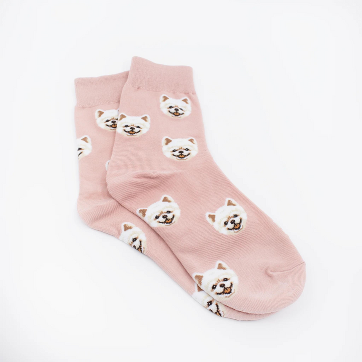 Pink Pomeranian Pattern Socks