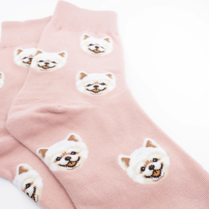 Pink Pomeranian Pattern Socks