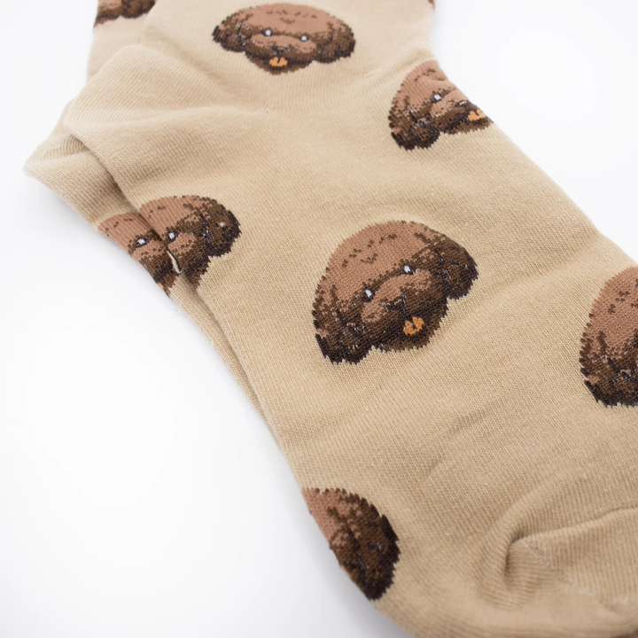 Brown Poodle Pattern Socks