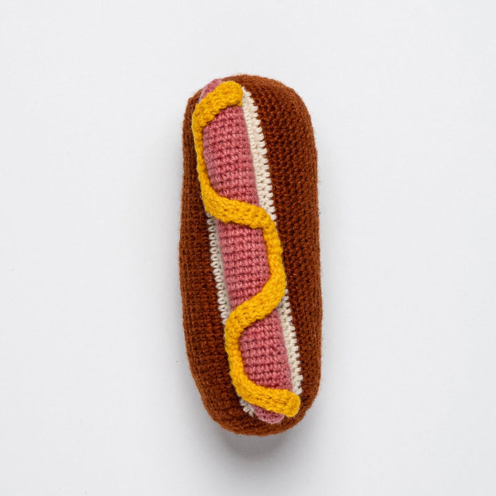 Hand Knit Hot Dog