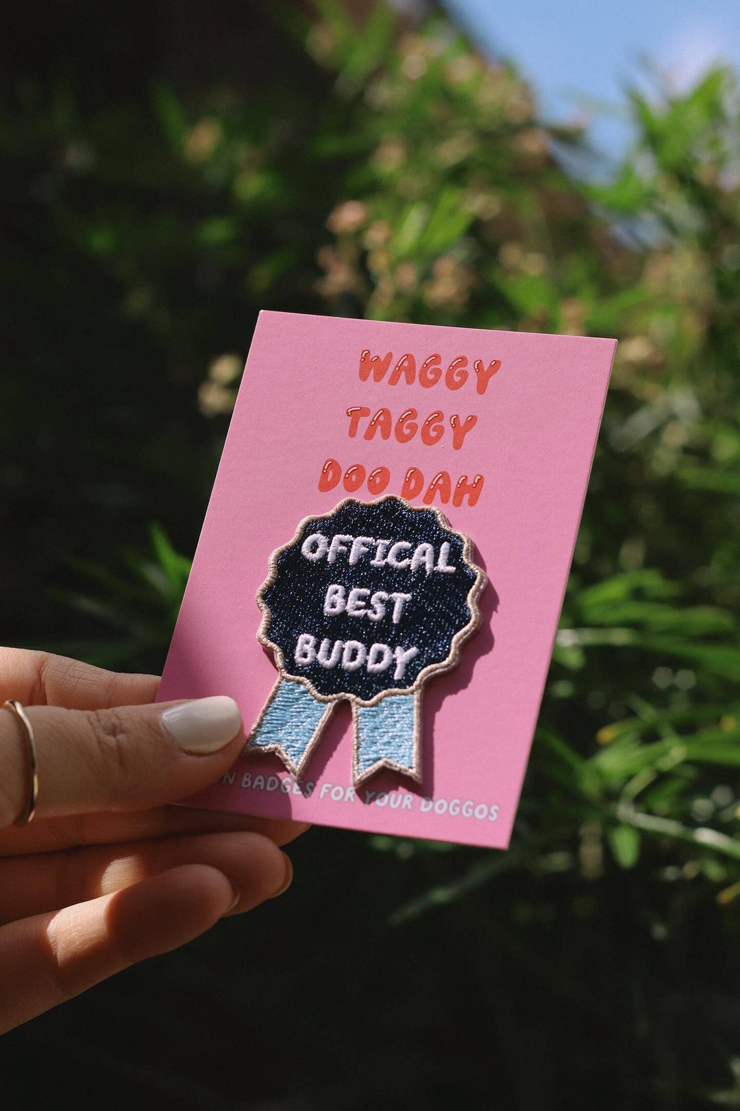 "Best buddy" embroidered iron on patch