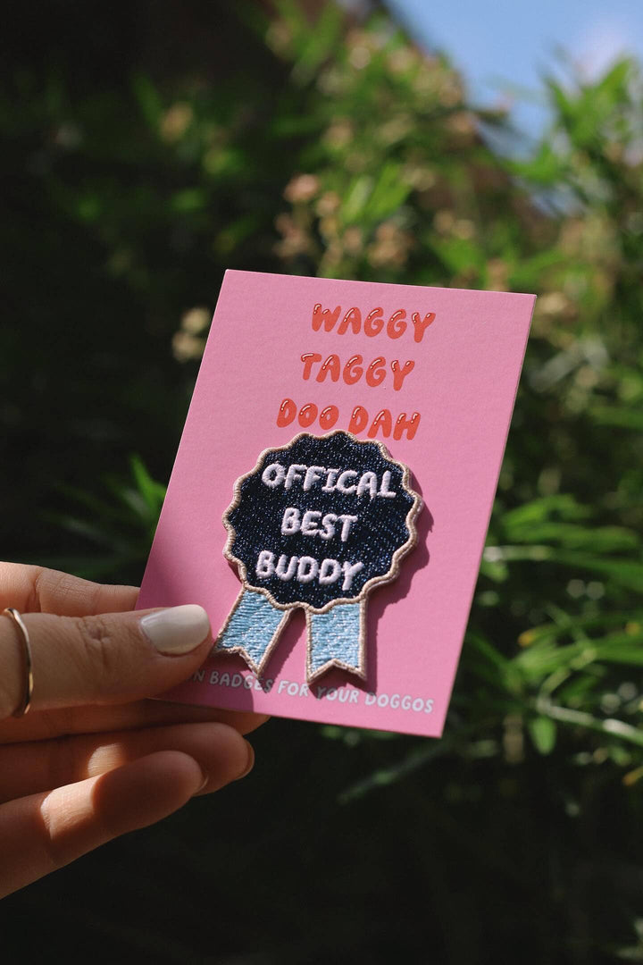 "Best buddy" embroidered iron on patch