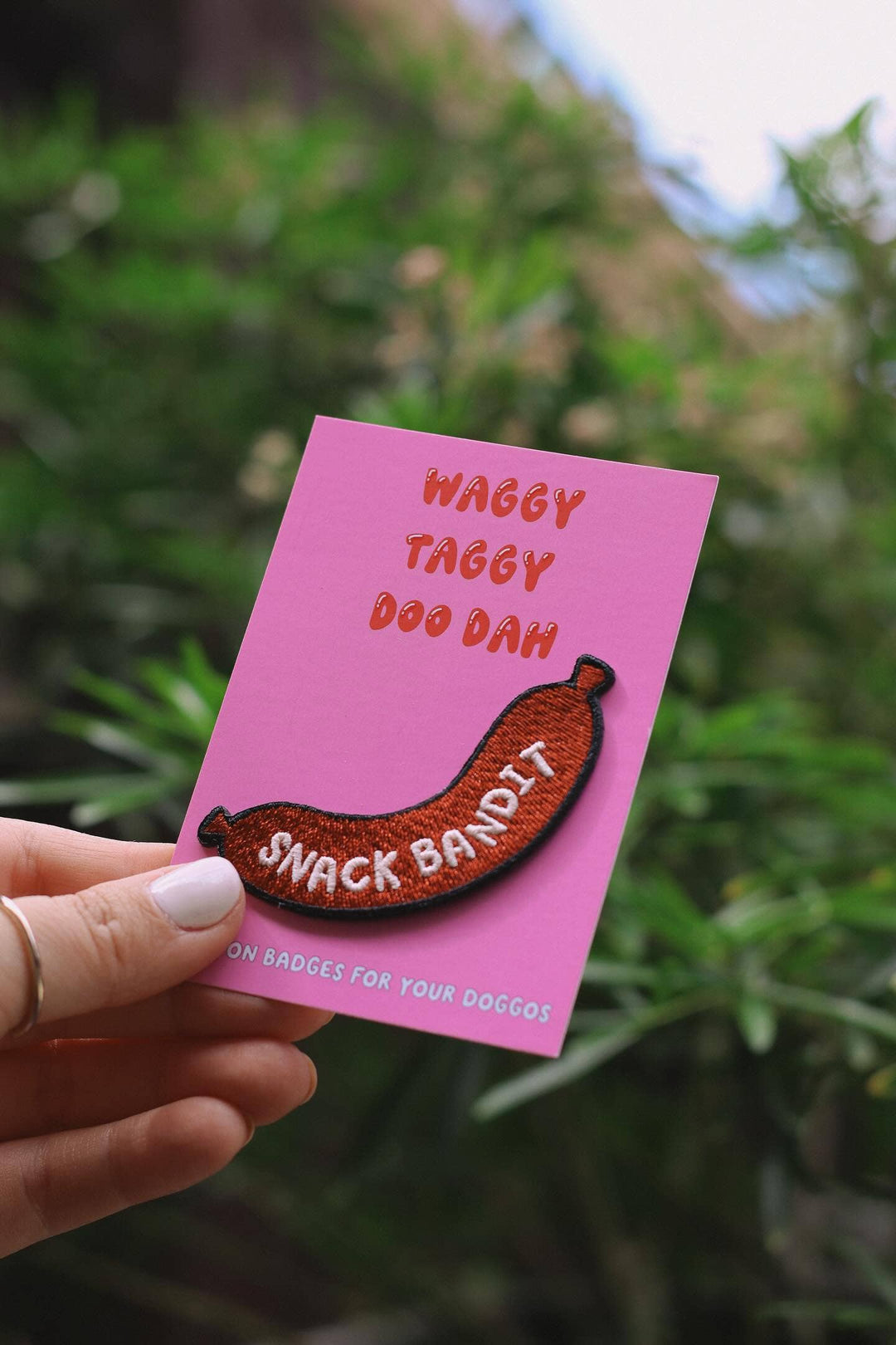 "Snack Bandit" embroidered iron on patch for dogs